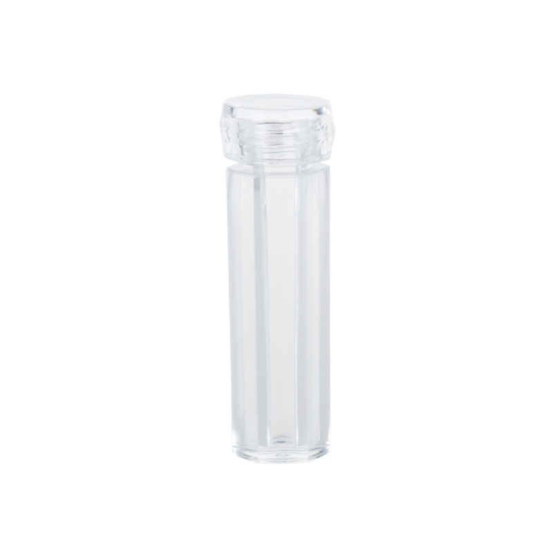 Botella hexagonal mini de acrílico para suplementos de 4 ml