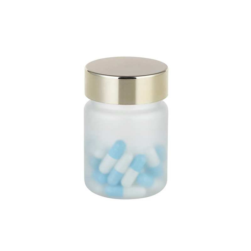 Botella de PET esmerilado con tapa de aspecto metálico de 50 ml