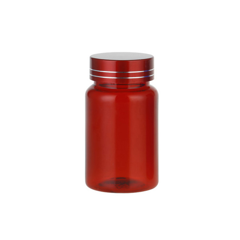Botella de PET con tapa de aspecto metálico de 100 ml