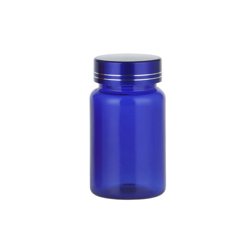 Botella de PET con tapa de aspecto metálico de 120 ml