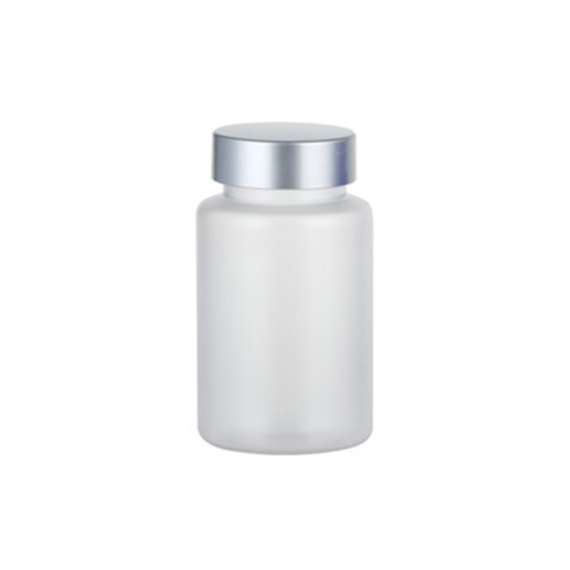 Botella de PET esmerilado con tapa metálica de 120 ml