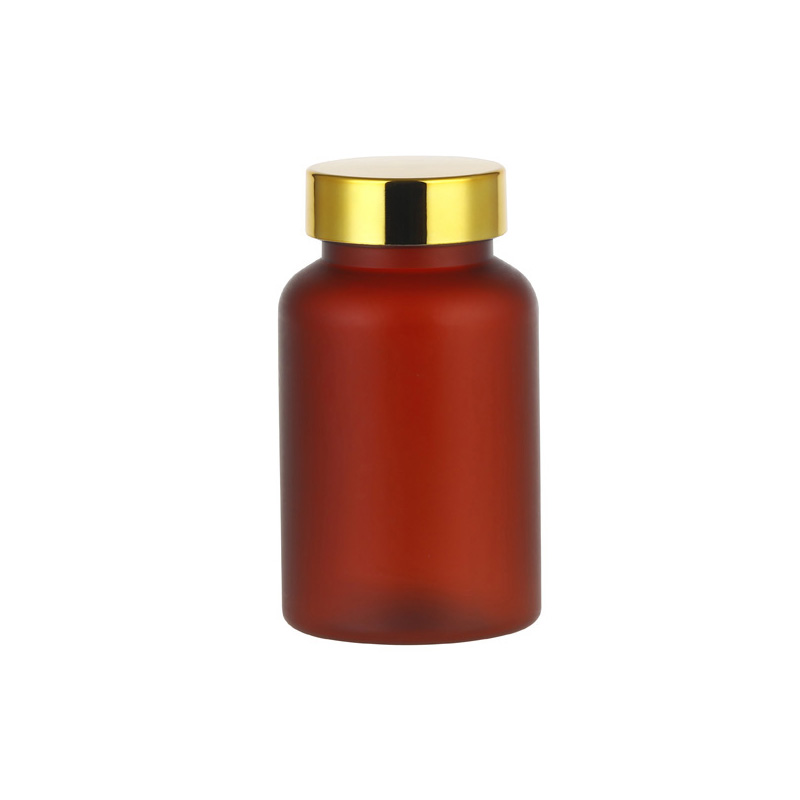 Botella de PET de boca ancha con tapa de aspecto metálico de 150 ml