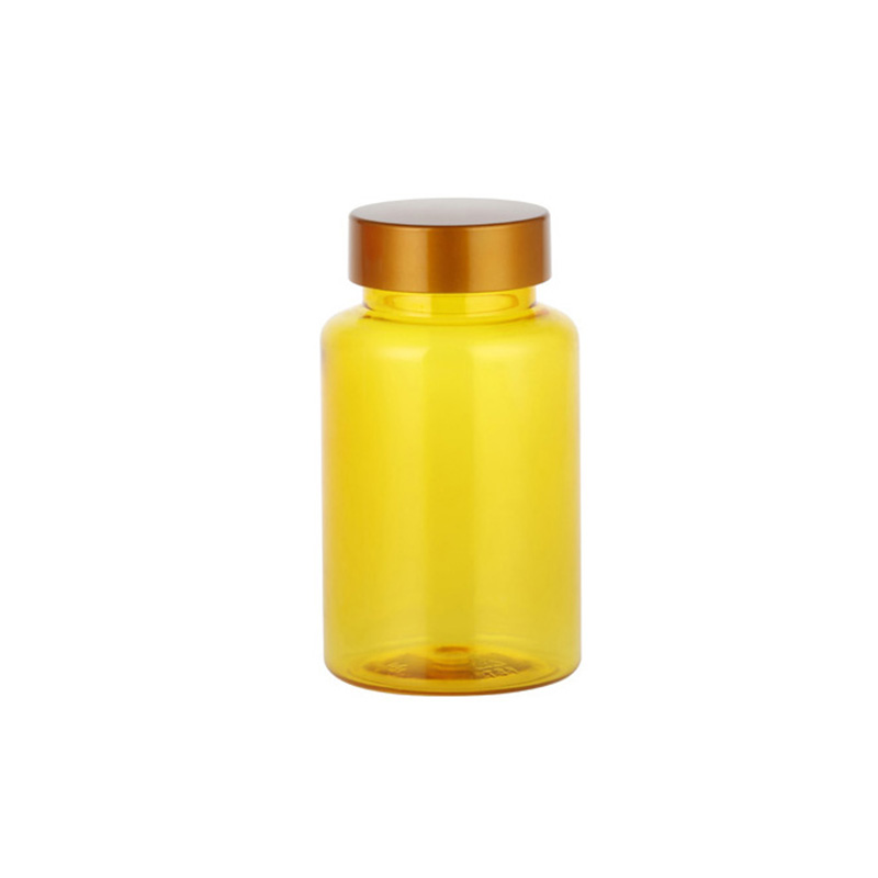 Botella premium de PET con tapa de aspecto metálico de 150 ml