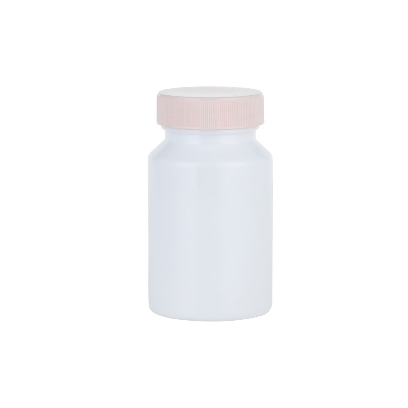 Botella de PET de boca ancha con tapa de aspecto metálico de 100 ml